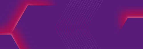 Abstract purple design with red and pink gradients and chevron patterns.